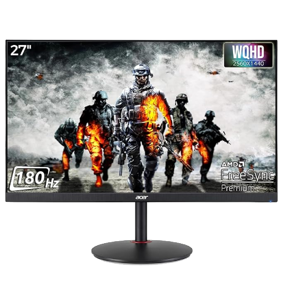 Acer Nitro Xv272U V3 27 Inch IPS Wqhd 2560 X 1440 Pixels Gaming Backlight Led LCD Monitor|Delta E<1,Dci-P3 95%|180Hz Refresh Rate,0.5Ms Resonse Time|HDR 400|AMD Free Sync|Eyesafe Certified,Black